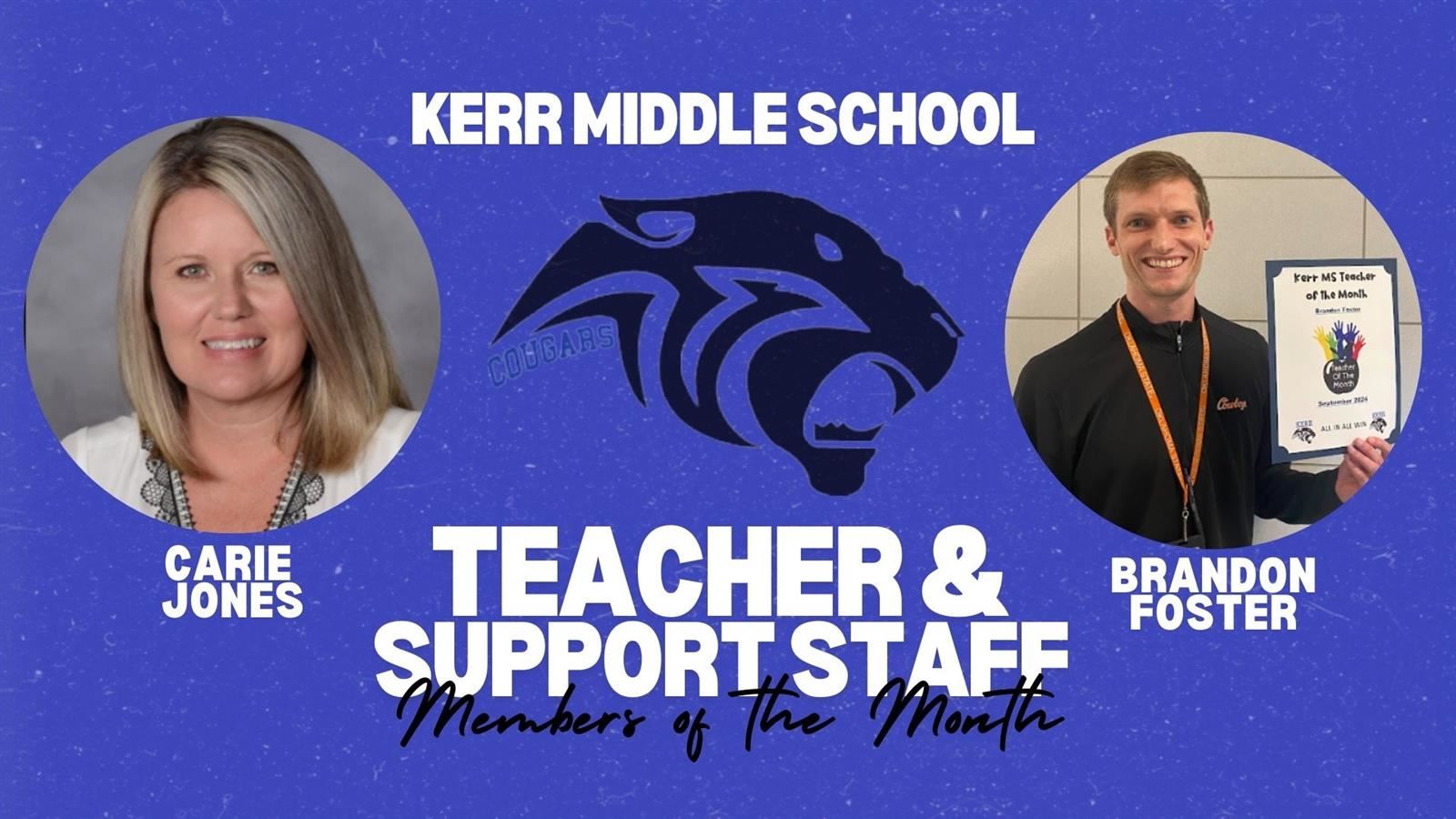  August & September Teacher & Support Staff Member of the Month 